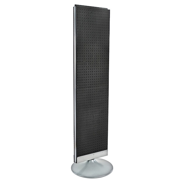 Two-Sided Pegboard Floor Display on a Silver Round Non-Revolving Base